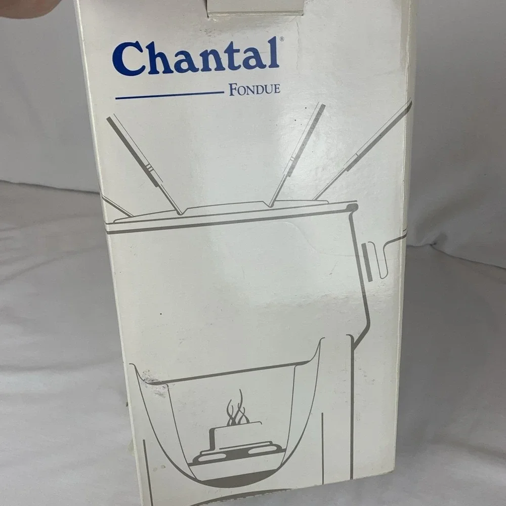 Chantal Stainless Steel Fondue Set 2qt Pot Glass Stand VTG West Germany SL50-18